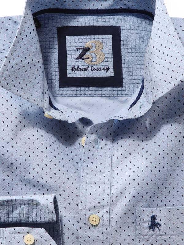 Bocks Sky Printed Full sleeve single cuff   Cotton Shirt