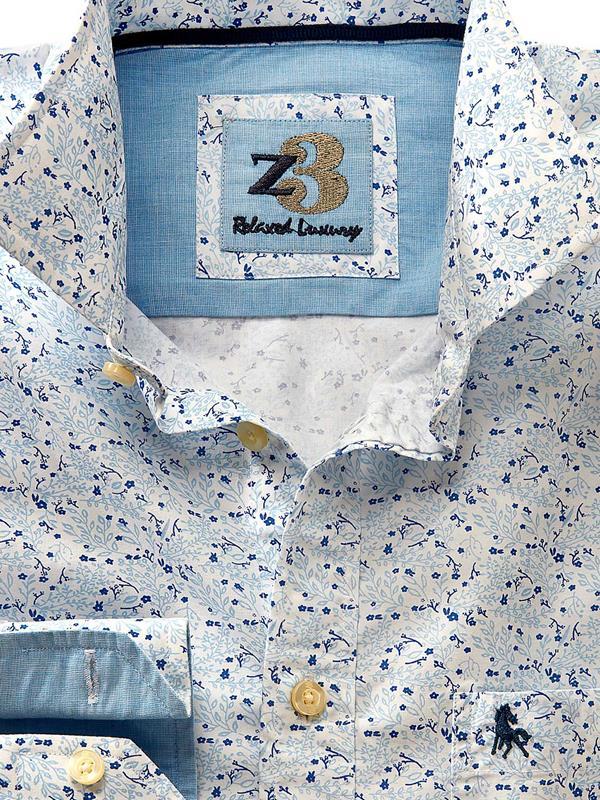 Flamenco Sky Printed Full sleeve single cuff   Cotton Shirt