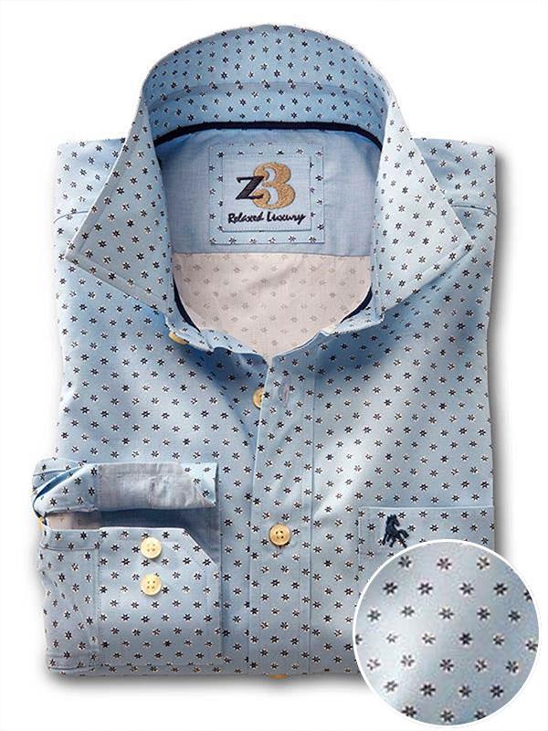 Maho Sky Printed Full sleeve single cuff   Cotton Shirt