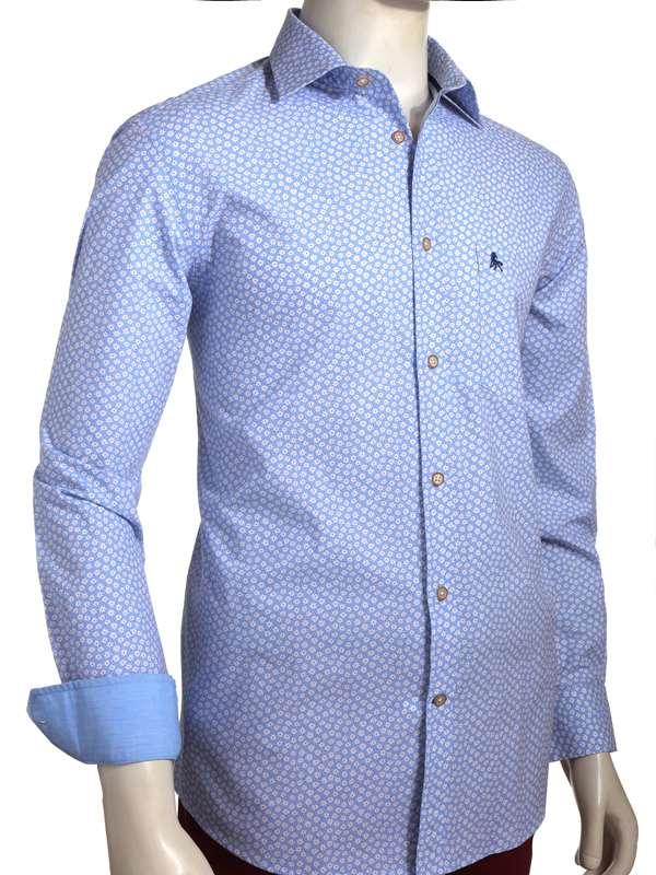 Leicester Sky Printed Full Sleeve Tailored Fit Casual Cotton Shirt