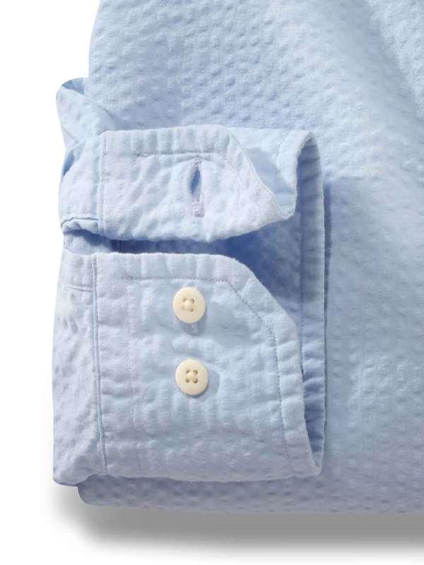 Chelsea Seersucker Sky Solid Full Sleeve Tailored Fit Casual Cotton Shirt
