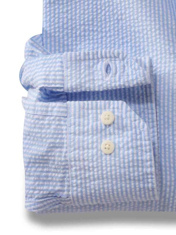 Liverpool Sky Striped|Seersucker Full sleeve single cuff   Cotton Shirt