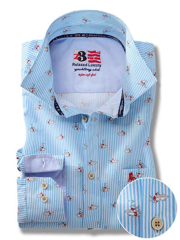 Brighton Sky Printed Full Sleeve Tailored Fit Casual Cotton Shirt