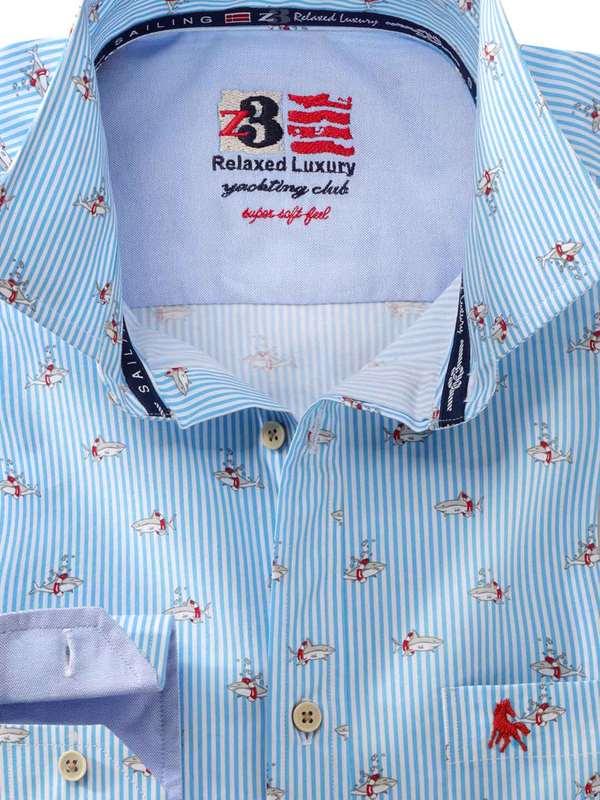 Brighton Sky Printed Full Sleeve Tailored Fit Casual Cotton Shirt