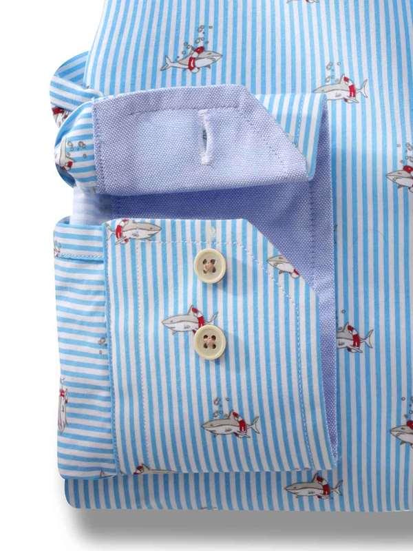 Brighton Sky Printed Full Sleeve Tailored Fit Casual Cotton Shirt