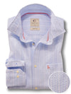 Messi Seersucker Sky Striped Full Sleeve Tailored Fit Casual Cotton Shirt