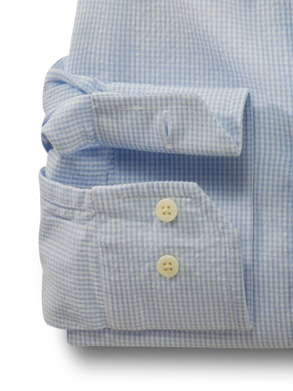 Helsinki Seersucker Sky Check Full Sleeve Tailored Fit Casual Cotton Shirt