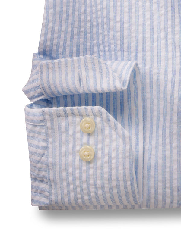 Pasman Seersucker Sky Striped Full Sleeve Tailored Fit Casual Cotton Shirt
