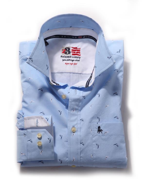 Dolphin Sky Printed    Cotton Shirt