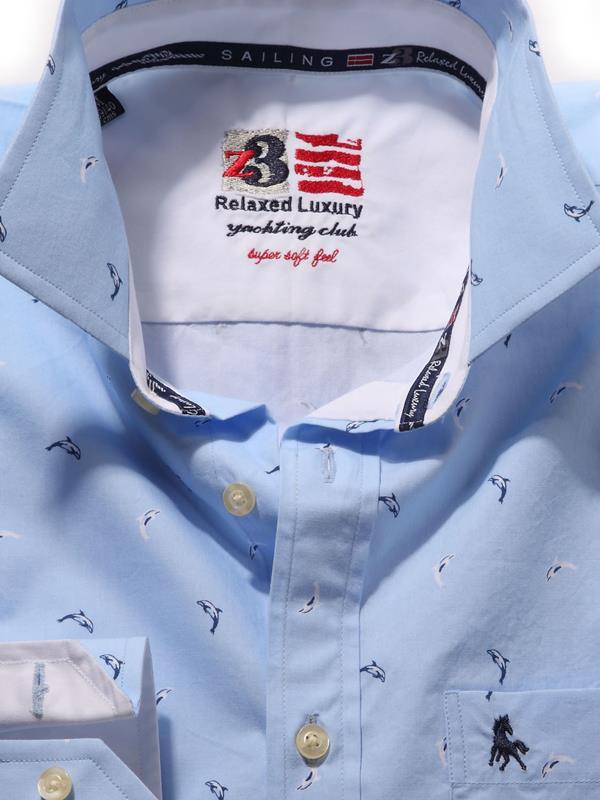 Dolphin Sky Printed    Cotton Shirt