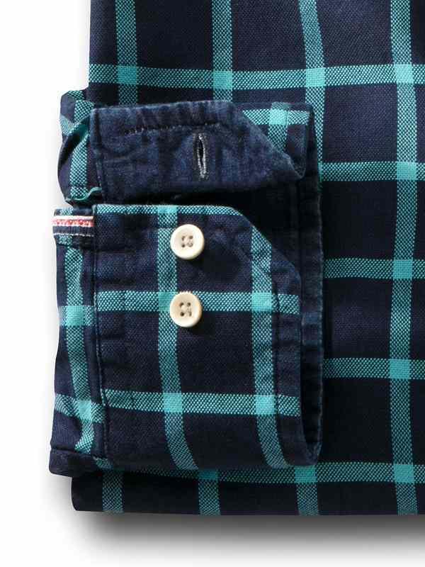 Robert Indigo Teal Check Full sleeve single cuff   Cotton Shirt