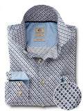 Starfire Teal Printed Full sleeve single cuff   Cotton Shirt