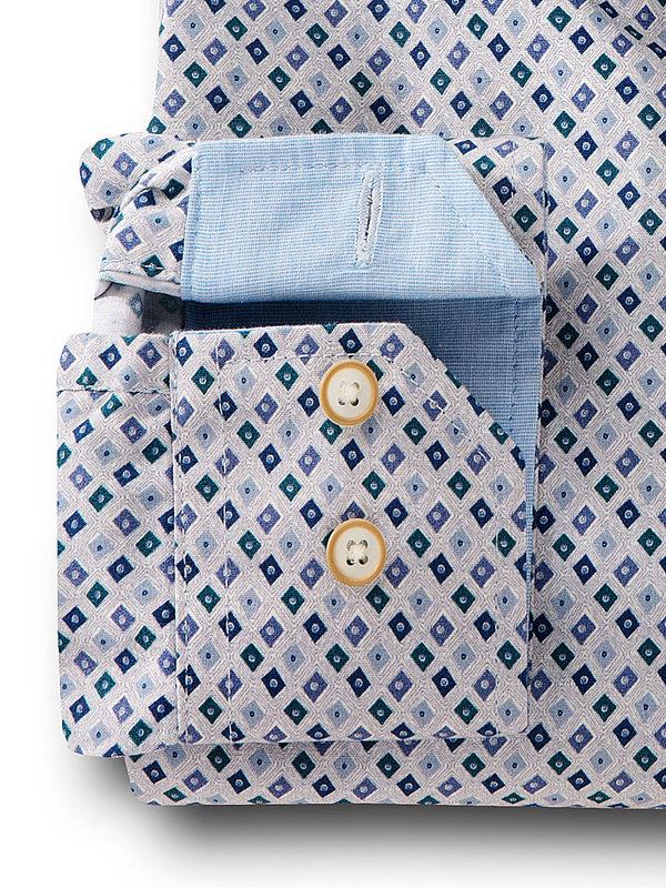 Starfire Teal Printed Full sleeve single cuff   Cotton Shirt