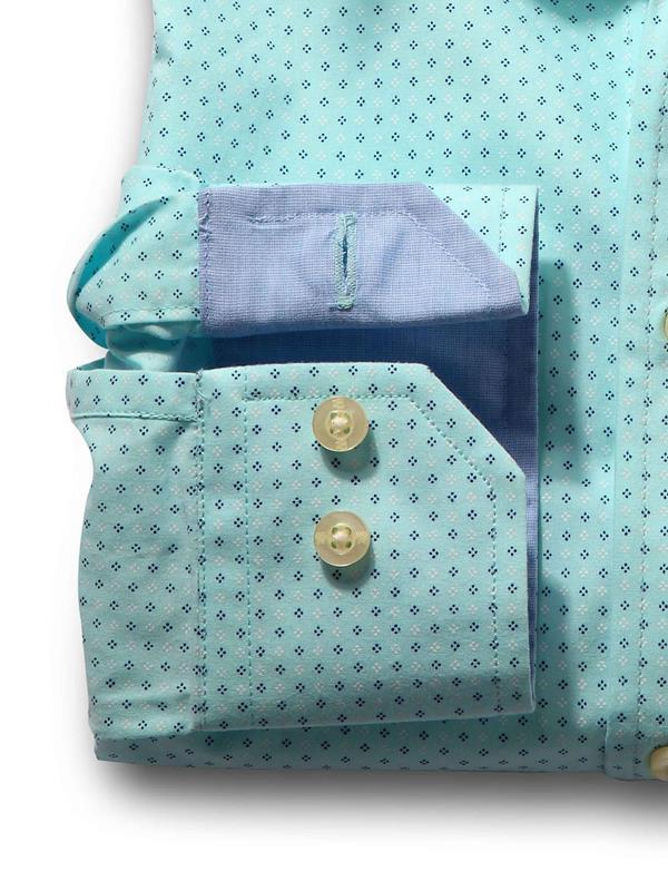 Andre Turquoise Printed Full sleeve single cuff   Cotton Shirt