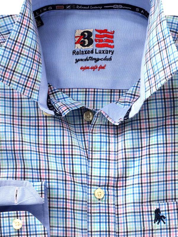 Wayne Turquoise Check Full sleeve single cuff   Blended Shirt