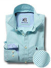 Modric Turquoise Printed Full sleeve single cuff   Cotton Shirt