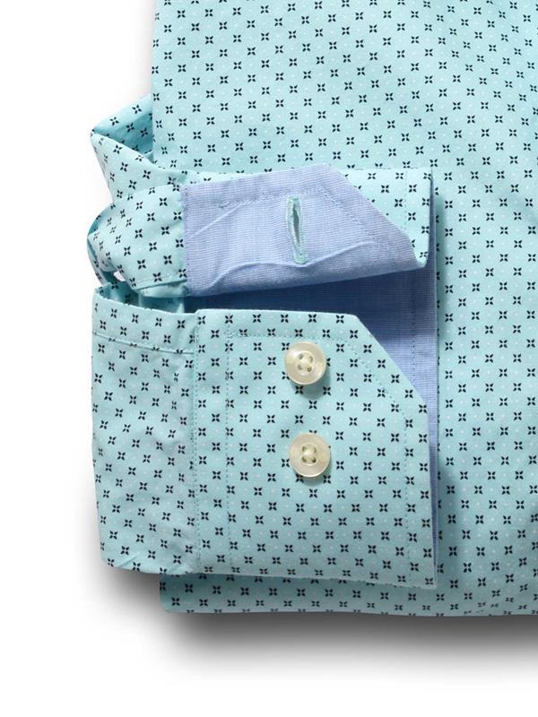 Modric Turquoise Printed Full sleeve single cuff   Cotton Shirt