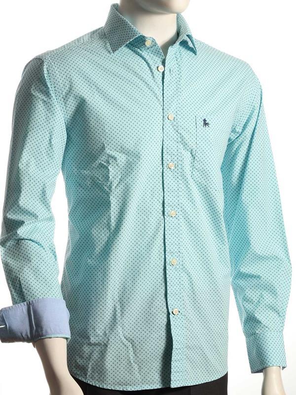 Modric Turquoise Printed Full sleeve single cuff   Cotton Shirt