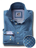 Lopez Turquoise Printed Full sleeve single cuff   Cotton Shirt