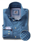 Lopez Turquoise Printed Full sleeve single cuff   Cotton Shirt