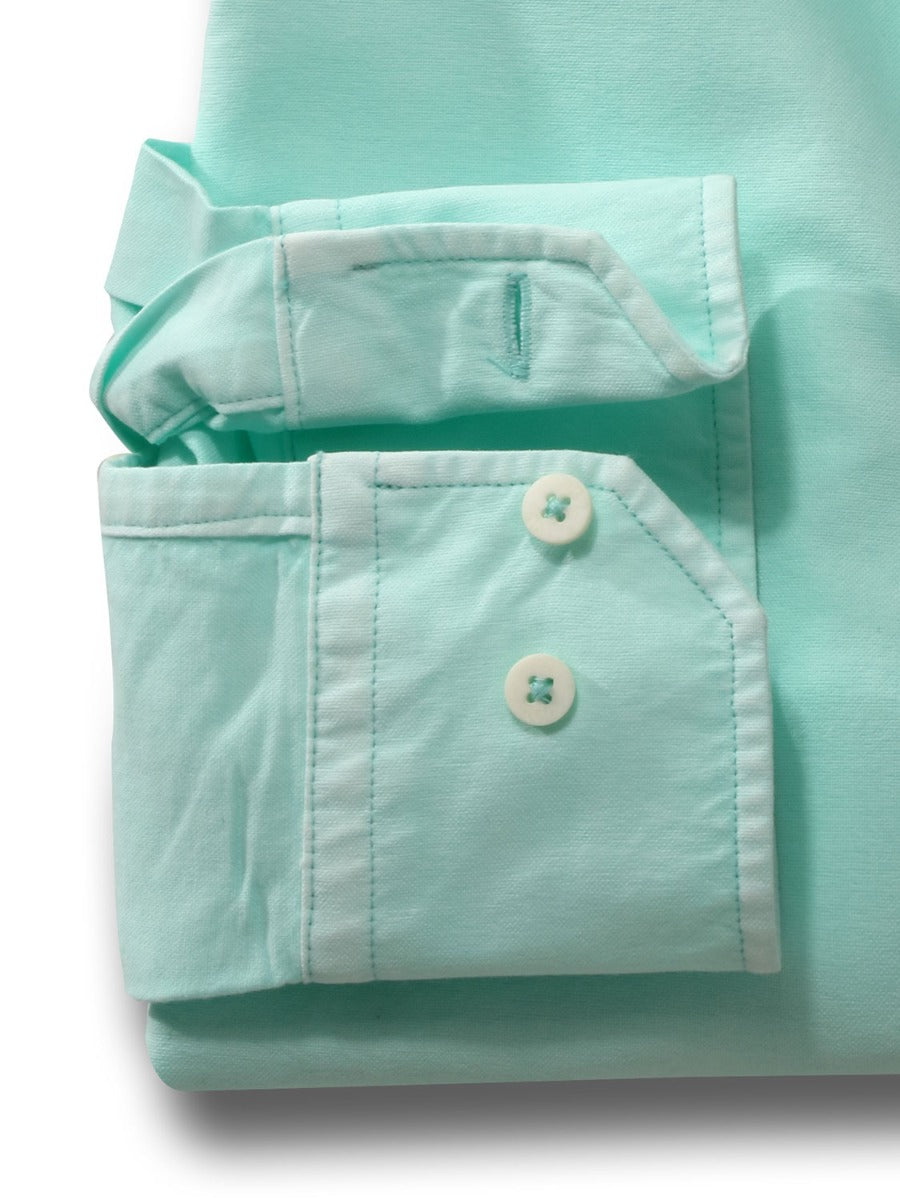 Marbella Oxford Garment Dyed Turquoise Full Sleeve Tailored Fit Casual Cotton Shirt