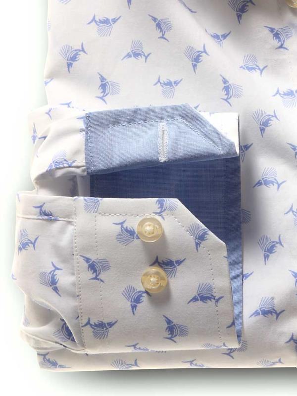 Swordfish White Printed Cotton Shirt
