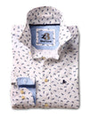 Bike White Printed Full sleeve single cuff   Cotton Shirt