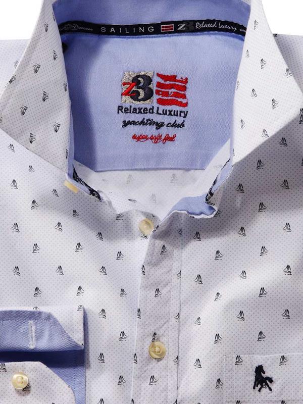 Sail White Printed    Cotton Shirt