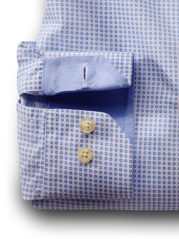 Arturo White Printed Full sleeve single cuff   Cotton Shirt