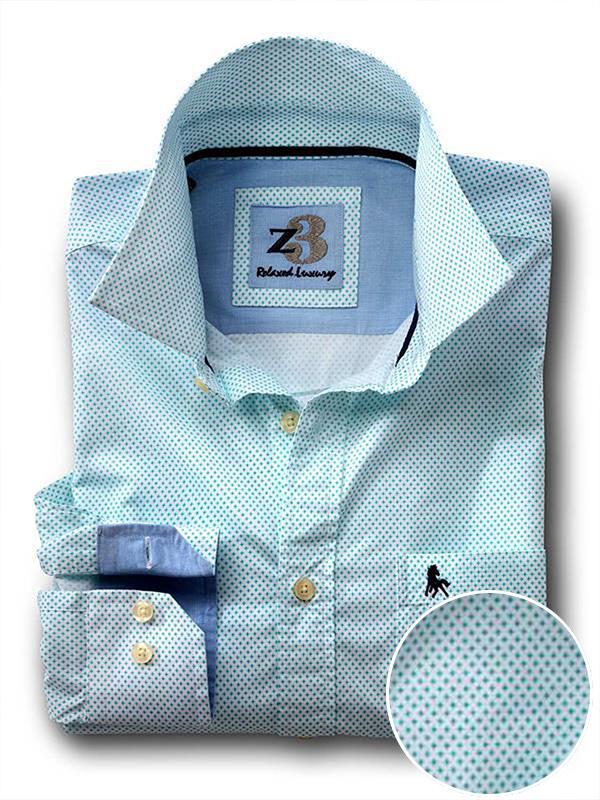 Sanchez White Printed Full sleeve single cuff   Cotton Shirt