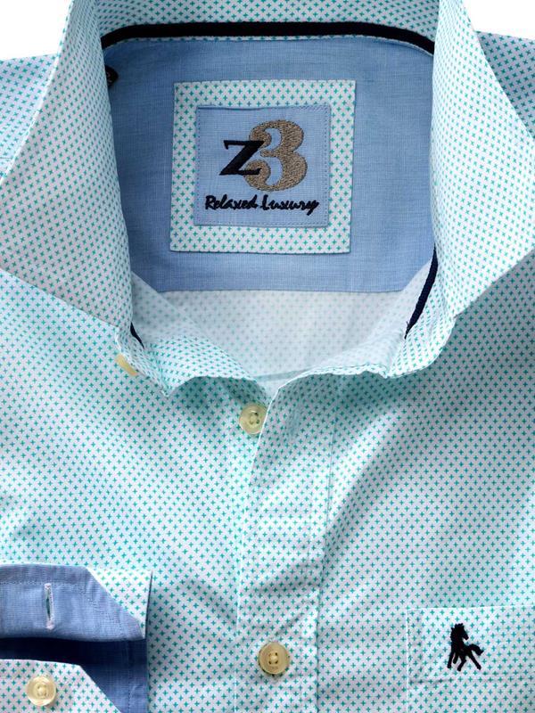 Sanchez White Printed Full sleeve single cuff   Cotton Shirt