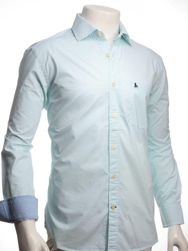 Sanchez White Printed Full sleeve single cuff   Cotton Shirt