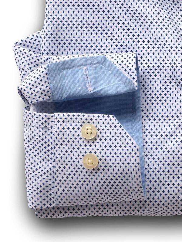 Sanchez White Printed Full sleeve single cuff   Cotton Shirt