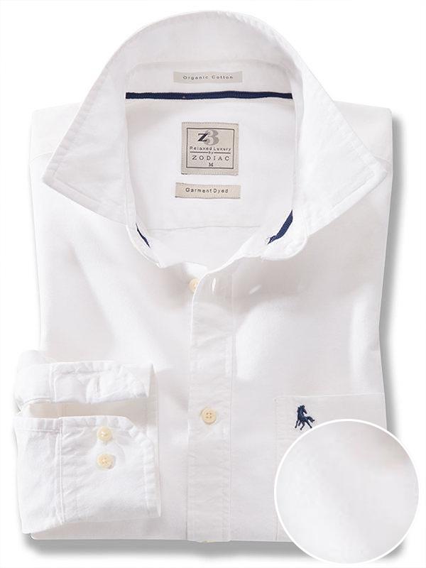 Ramos White Solid Full sleeve single cuff   Cotton Shirt