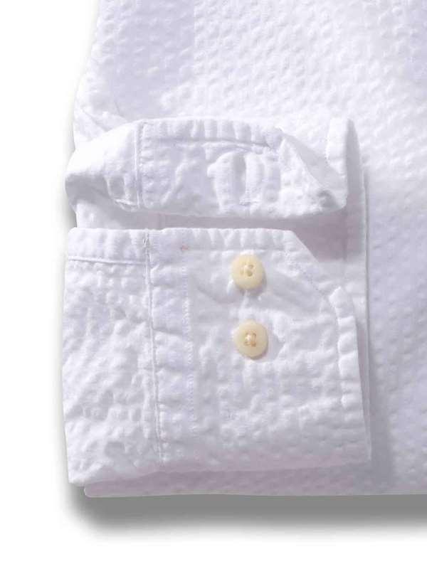 Chelsea White Solid Seersucker Full sleeve single cuff Cotton Shirt
