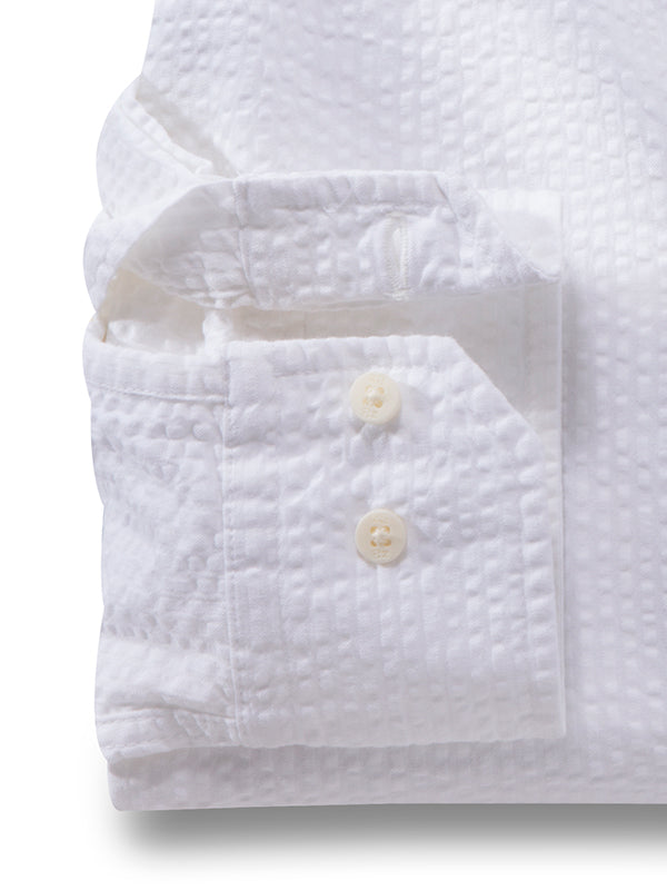 Berlin Seersucker White Solid Tailored Fit Full Sleeve Casual Cotton Shirt