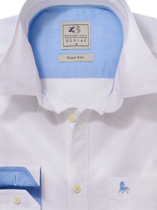 Harry Oxford White Solid Full Sleeve Tailored Fit Casual Cotton Shirt