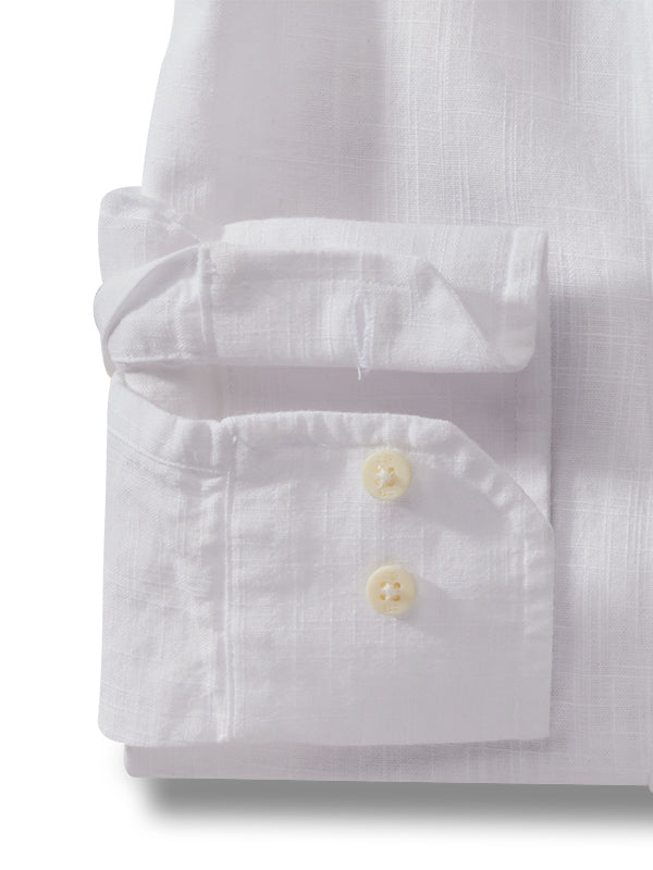 Gomera Slub White Solid Full Sleeve Tailored Fit Casual Cotton Shirt