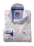 Dolphin White Printed    Cotton Shirt