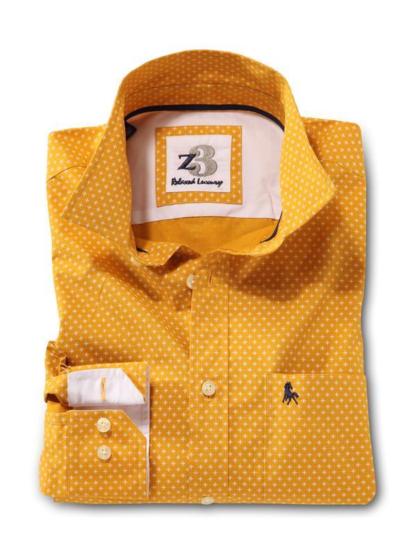 Lager Yellow Printed    Cotton Shirt