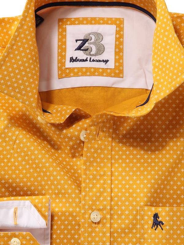Lager Yellow Printed    Cotton Shirt