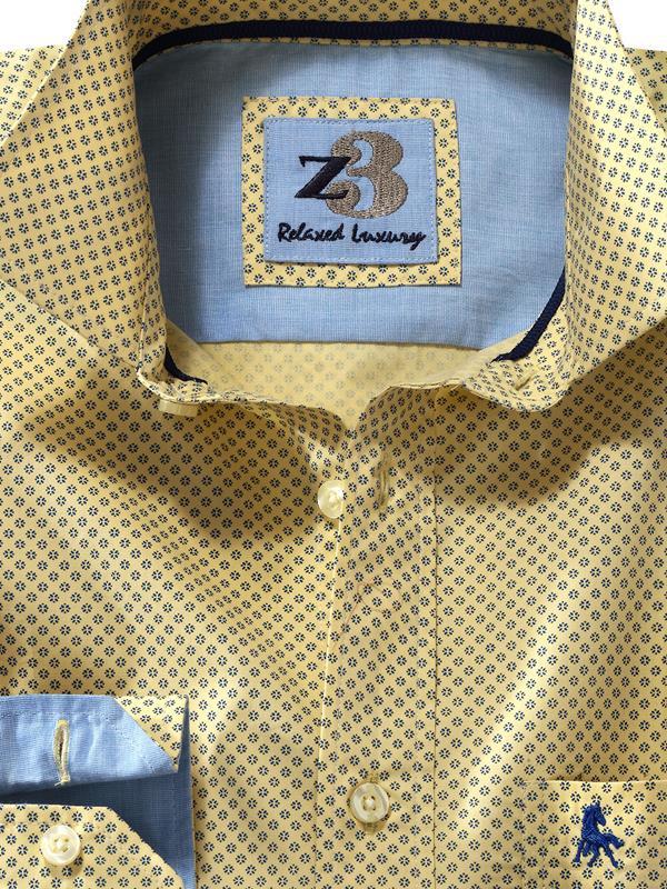 Barca Yellow Printed Full sleeve single cuff   Cotton Shirt