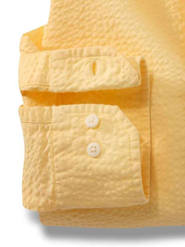 Chelsea Yellow Solid Seersucker Full sleeve single cuff   Cotton Shirt