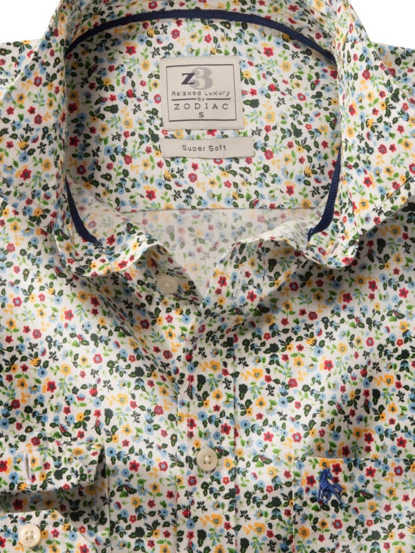 Manila Yellow Print Full Sleeve Tailored Fit Casual Cotton Shirt