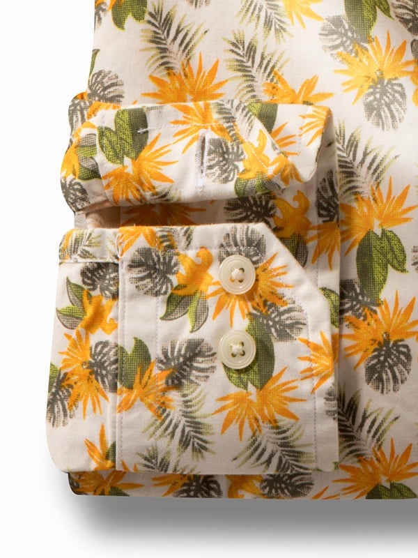 Moscow Yellow Print Full Sleeve Tailored Fit Casual Cotton Shirt