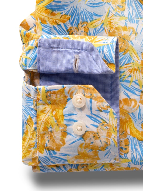 Bellingham Yellow Printed Full Sleeve Tailored Fit Casual Cotton Shirt
