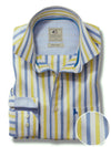 Foden Oxford Yellow Striped Full Sleeve Tailored Fit Casual Cotton Shirt
