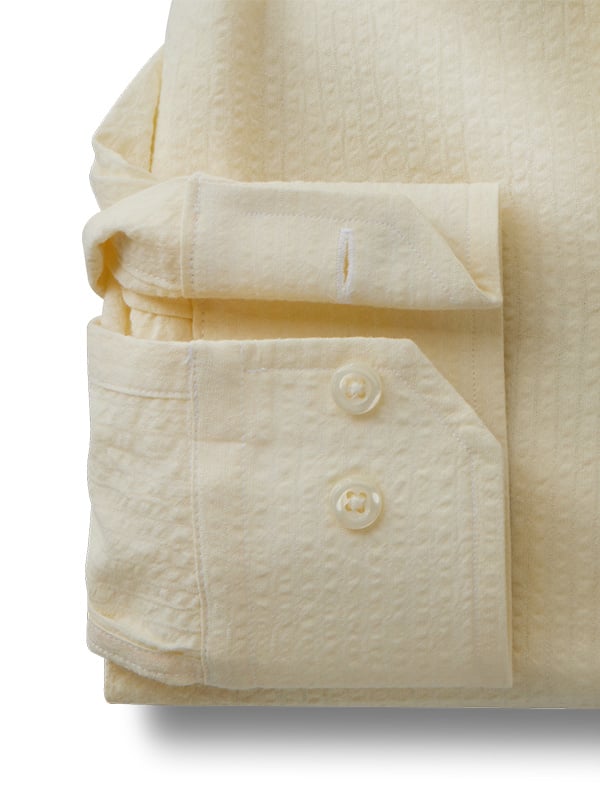 Achill Seersucker Yellow Solid Full Sleeve Tailored Fit Casual Cotton Shirt