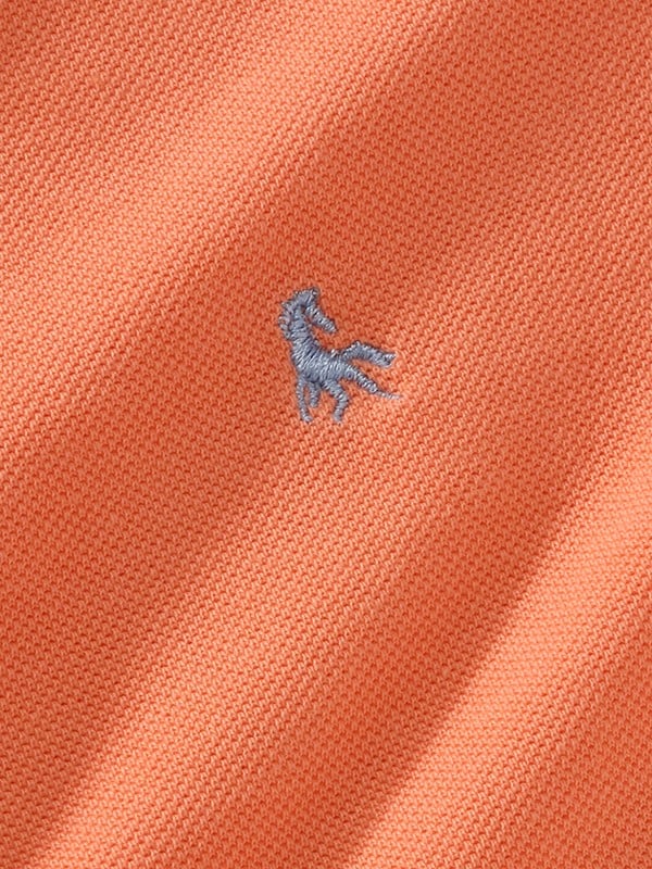 z3 Polo Garment Dyed Orange Solid Tailored Fit Casual Cotton T-Shirt