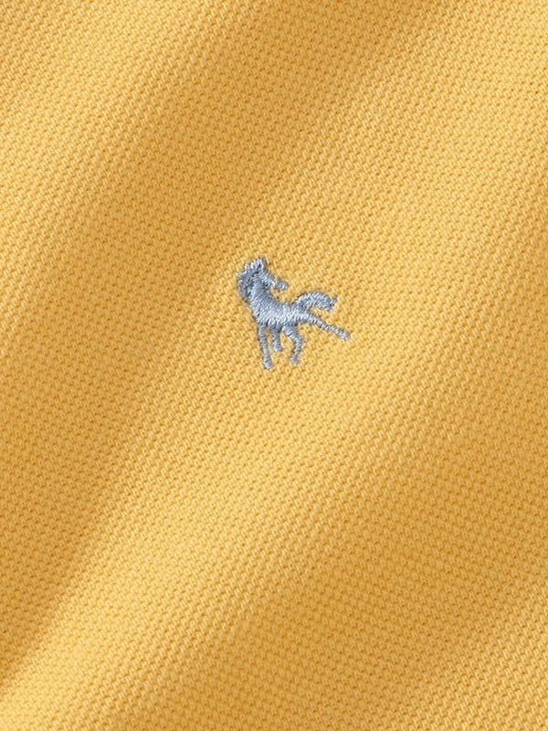 z3 Polo Garment Dyed Yellow Solid Tailored Fit Casual Cotton T-Shirt